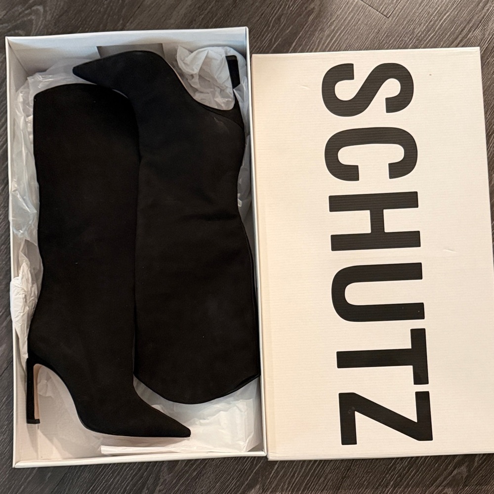 SCHUTZ Maryana Sculpt Black Heeled Boots